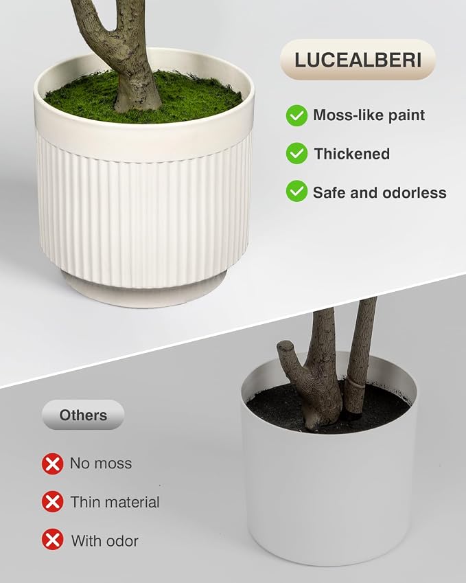 LuceAlberi Artificial Olive Tree 6FT Faux Indoor with Planter&Cotton Basket | Tall Olive Trees Large Fake Plants Realistic Branches Natural Wood Trunk...
