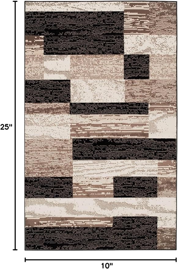 SUPERIOR Rockwood Modern Geometric Indoor Area Rug, 12'x18', A Chocolate | Machine Washable Foldable Rugs, Flexible Cotton Backing, For Bedroom,.