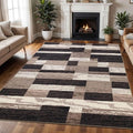 SUPERIOR Rockwood Modern Geometric Indoor Area Rug, 12'x18', A Chocolate | Machine Washable Foldable Rugs, Flexible Cotton Backing, For Bedroom,.