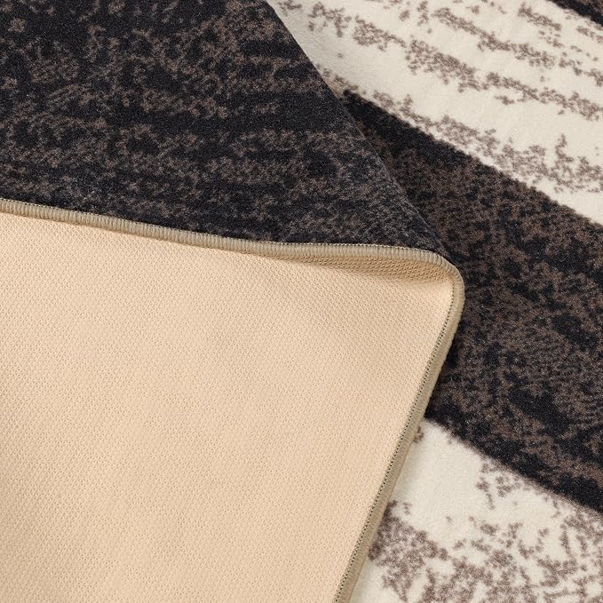 SUPERIOR Rockwood Modern Geometric Indoor Area Rug, 12'x18', A Chocolate | Machine Washable Foldable Rugs, Flexible Cotton Backing, For Bedroom,.
